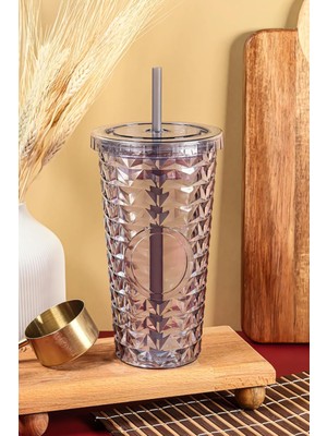 Poomy Pipetli Mika Bardak 750 ml Kapaklı Içecek Bardağı, CAN.7263.OEA