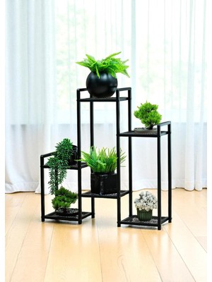 Dekoratif Metal 6 Raflı Saksılık Katlı Dikey Saksı Standı Çiçeklik Bahçe ve Balkon Dekoru Gar