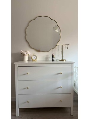 60X60 Dalgalı Duvar Aynası/konsol Aynası/makyaj Aynası Gold/banyo Aynası/çerçeveli Ayna/bohem