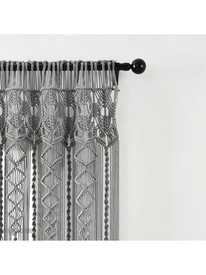 Bohem Makrome Dokulu Pamuk Pencere Perdesi/oda Bölücüsü/kapı/duvar Dekoru, 241 cm x 101 cm (U x