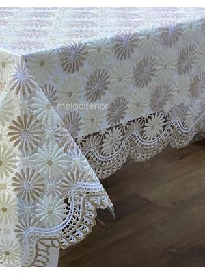 Şeffaf Kaplama Dantel Işleme Motifli Papatya Desen Kaymaz Kolay Silinebilir Pvc Muşamba Masa Ört