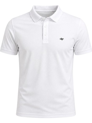 Crosstime Battal Waffle Polo Yaka Tshirt Beyaz Erkek Polo Tshirt