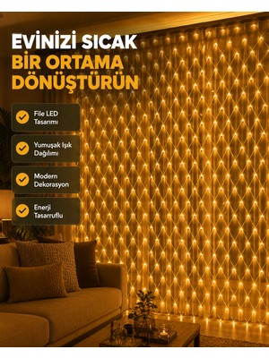 tp Ağ Şeklinde LED File Işık Dekoratif Ortam Aydınlatma Bahçe Balkon Süsü - Lisinya