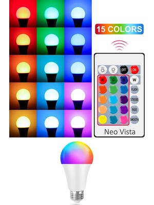 9W Rgb LED Ampul Renk Değiştiren Uzaktan Kumandalı Dim Edilebilir