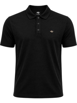 Crosstime Waffle Polo Yaka Tshirt Siyah Erkek Polo Tshirt