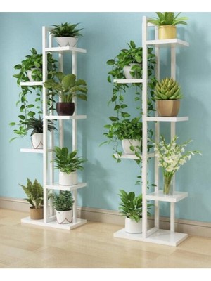 Adımshops Çiçeklik, 6 Bölmeli Raf, Metal Çerçeveli Dikey Beyaz Çiçeklik 6003472481