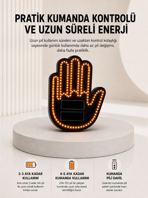 tp Pilli LED Işık Araç Camı Için Uzaktan Kumandalı El Simgesi - Lisinya