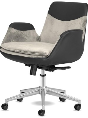 Storm Ofis Sandalyesi Krom Ayaklı Ergonomik Çalışma Koltuğu Dayanıklı Kumaş (Krem)