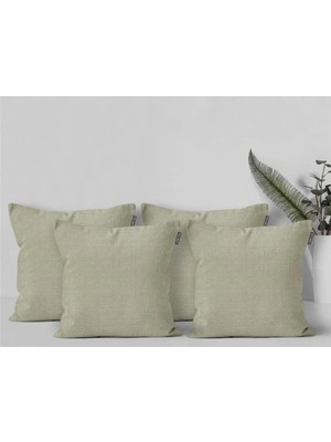 Goccia Home 4'lü Kırlent Kılıfı Keten Görünümlü Soft Koltuk Sırt Hediyelik Punch Yapılabilir Gri