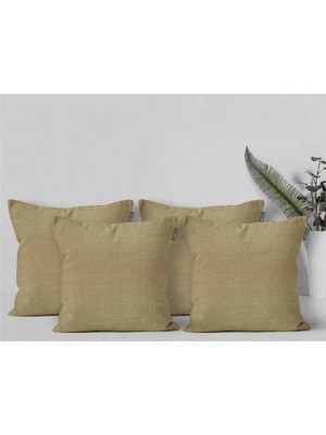Goccia Home 4'lü Kırlent Kılıfı Keten Görünümlü Soft Koltuk Sırt Hediyelik Punch Yapılabilir Gri