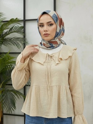 Foremia Yaka Bağlamalı Tunik-Bej -