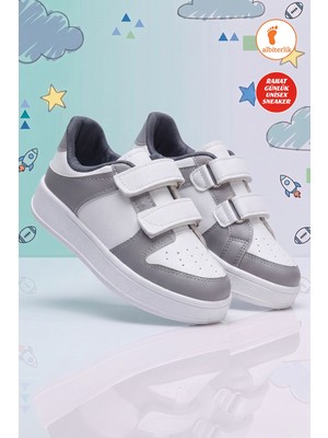 Albishoes Unisex Çocuk Spor Ayakkabı Çift Cırtlı Rahat Taban Günlük Okul Sneaker Çocuk Ayakkabı