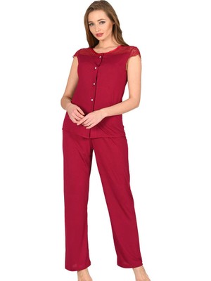 Sistina Kmrsfres Bordo Penye Pijama Takımı - 1632 - Beden Xl