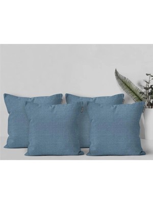Goccia Home 4'lü Kırlent Kılıfı Keten Görünümlü Soft Koltuk Sırt Hediyelik Punch Yapılabilir Gri