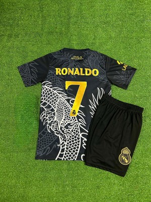 Breathless Real Madridd Yeni Sezon Dragon Desenli Cristiano Ronaldo Çocuk Forması (Black)