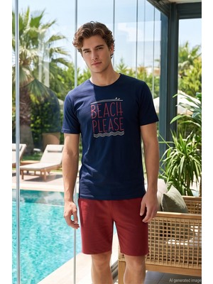 Remsa Erkek Kısa Kol Şortlu Pijama Takımı 4348 LACIVERT02