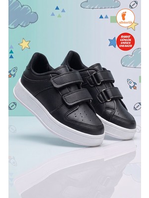 Albishoes Unisex Çocuk Spor Ayakkabı Çift Cırtlı Rahat Taban Günlük Okul Sneaker Çocuk Ayakkabı