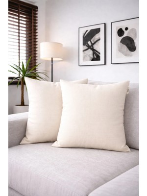 Goccia Home 4'lü Kırlent Kılıfı Keten Görünümlü Soft Koltuk Sırt Hediyelik Punch Yapılabilir Kahverengi