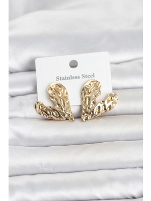 Hace Bazaar 316L Çelik Gold Renk Kalp Model Kadın Küpe TJ-BKP11809
