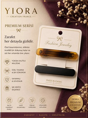 Yiora Kadın 2 Li Ithal Asetat Mat Görünümlü Otomatik Toka 9,5 cm