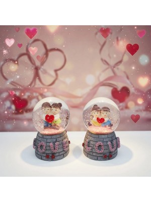 Hace Bazaar Love Tasarımlı Işıklı Mini Kar Küresi