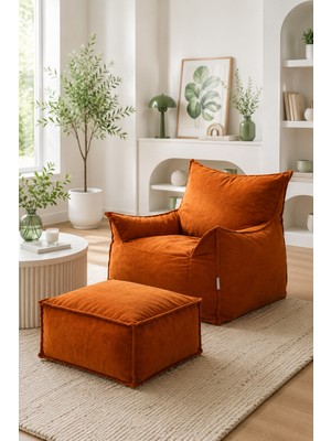 Bedline Diva Relax İskandinav Puff Takımı- Modern Dekoratif Oturma Grubu