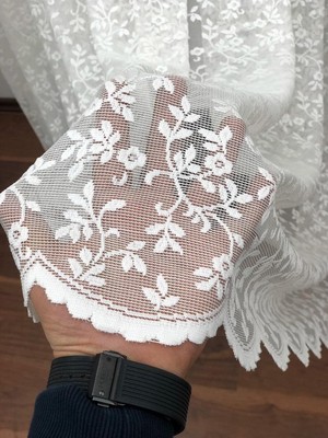 Perdealemi Özel Örme Dokulu Dantel Tül Perde , 100X260, Seyrek Pile, 1/2