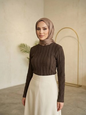 Foremia Bisiklet Yaka Fırfır Bluz-Kahve -