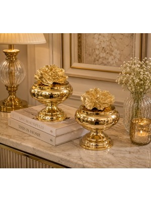 Parla Decor Dekoratif 2li Mercan Ayaklı Şekerlik Takım Gold/gold
