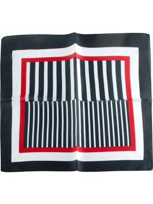 MiraLive Çizgili Desenli Zr Şifon Fular 50*50 cm
