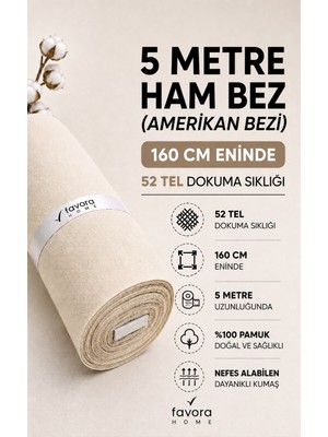 Favora Kalın Ham Bez Astarlık Kumaşı 5 Metre - Döşek Yüzü ve Döşe