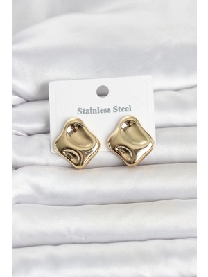 Hace Bazaar 316L Çelik Gold Renk Plaka Model Kadın Küpe TJ-BKP11818