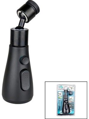 MiraLive 360 Derece Dönebilen- 3 Mod  Siyah Yağmur Püskürtme Borulu Kubar Musluk Ucu KTX-3289 BX40