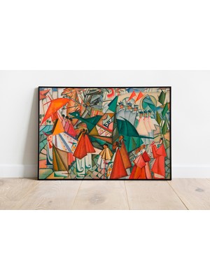 Pegziz Kübist Sanat Çerçeveli Duvar Tablosu