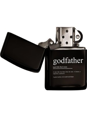 Bk Gift Godfather Tasarımlı Renkli Baskılı Siyah Benzinli Metal Çakmak