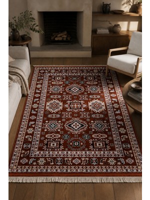 Ruyan Vesta Anadolu Kilim Desenli Salon Oturma Odası Kaymaz Taban Robot Süpürge Uyumlu Kolay Temizlenebili