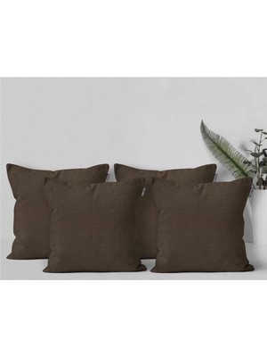 Goccia Home 4'lü Kırlent Kılıfı Keten Görünümlü Soft Koltuk Sırt Hediyelik Punch Yapılabilir Gri