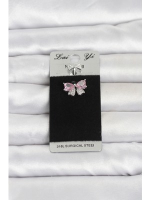 Hace Bazaar 316L Cerrahi Çelik Pembe Fiyonk Model Göbek Piercing TJ-PR1400