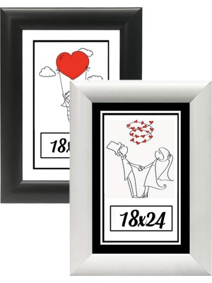 18X24 2'li Fotoğraf Çerçevesi Siyah-Beyaz Modern Ofis Sanat Ev Home Ofis Dekoratif Çerçeveler �