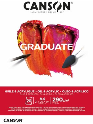 Canson Graduate, Yağlı ve Akrilik Boya Kağıdı, Hafif Pürüzlü Yüzey, 290 G/m², Kısa Kenard