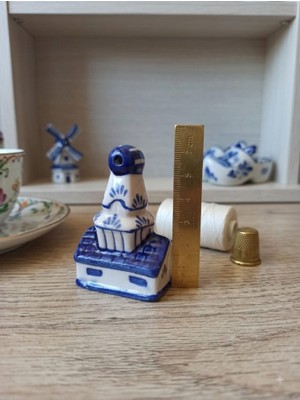 Hureggo Orijinal Hollanda Delft Blue Minyatür Porselen Ev / Biblo (7 Cm)