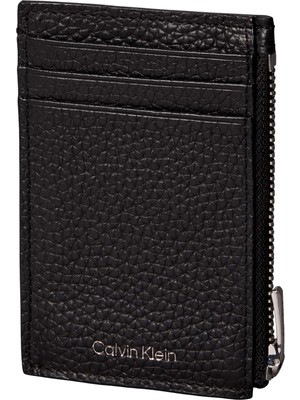 1001 Foıl Emboss N/s Zıp Cardholder Erkek Cüzdan Black Tek Beden