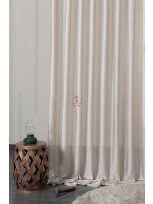 Woxstor Krem Tül Perde, Hazır Dikilmiş, 1x2,5 Orta Pileli, Salon Yatak Odası Mutfak Balkon (150G