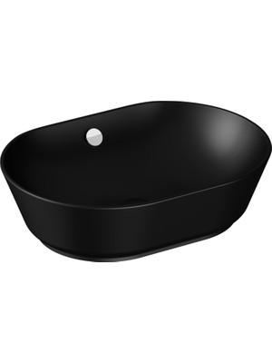 1001 Geo 7427B083-0012 Oval Çanak Lavabo, 55 Cm, Mat Siyah