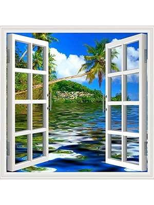1001 Pencere Poster Duvar Kağıdı Tatil Yapışkanlı Sticker
