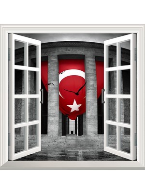 1001 Pencere Poster Duvar Kağıdı Anıtkabir Türk Bayrağı Yapışkanlı Sticker