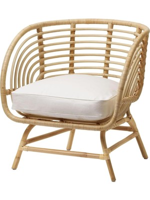 Rattan Berjer Koltuk, 60X60 Cm, Beyaz Oturma Odası Mobilyası