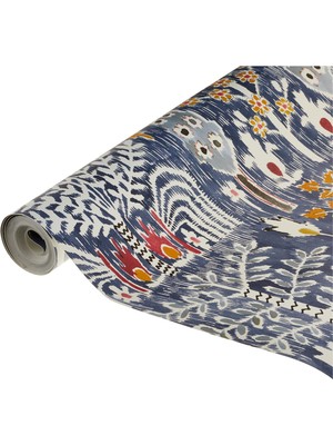 1001 RMK12371PL Persian Ikat Peel And Stick Duvar Kağıdı, 1 Rulo - 20.5" Genişlik x 18 Ft, Siyah, Boz