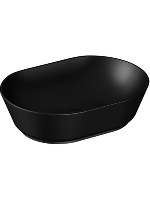 1001 Geo 7427B083-0016 Oval Çanak Lavabo, 55 Cm, Mat Siyah