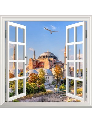 1001 Pencere Poster Duvar Kağıdı Ayasofya Camii Yapışkanlı Sticker